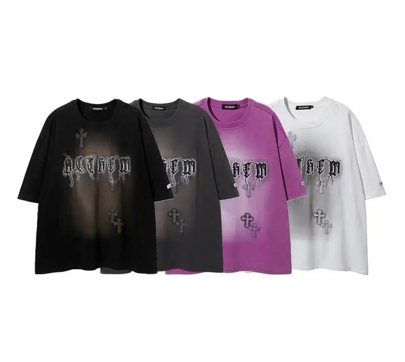 Custom Cotton Retro Premium Unisex Acid Wash Tshirt Streetwear Heavyweight Men Acid Wash T-Shirt Graphic Acid Wash T shirt