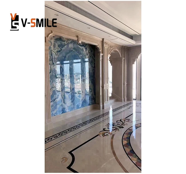 Backlit Onyx Stone Stone for Hotel and Villa Decoration Natural Blue Onyx Slab Stone Price