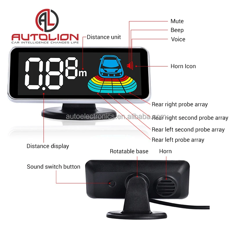 Manufacture china ultrasonic LCD display car reversing radar parking sensor system