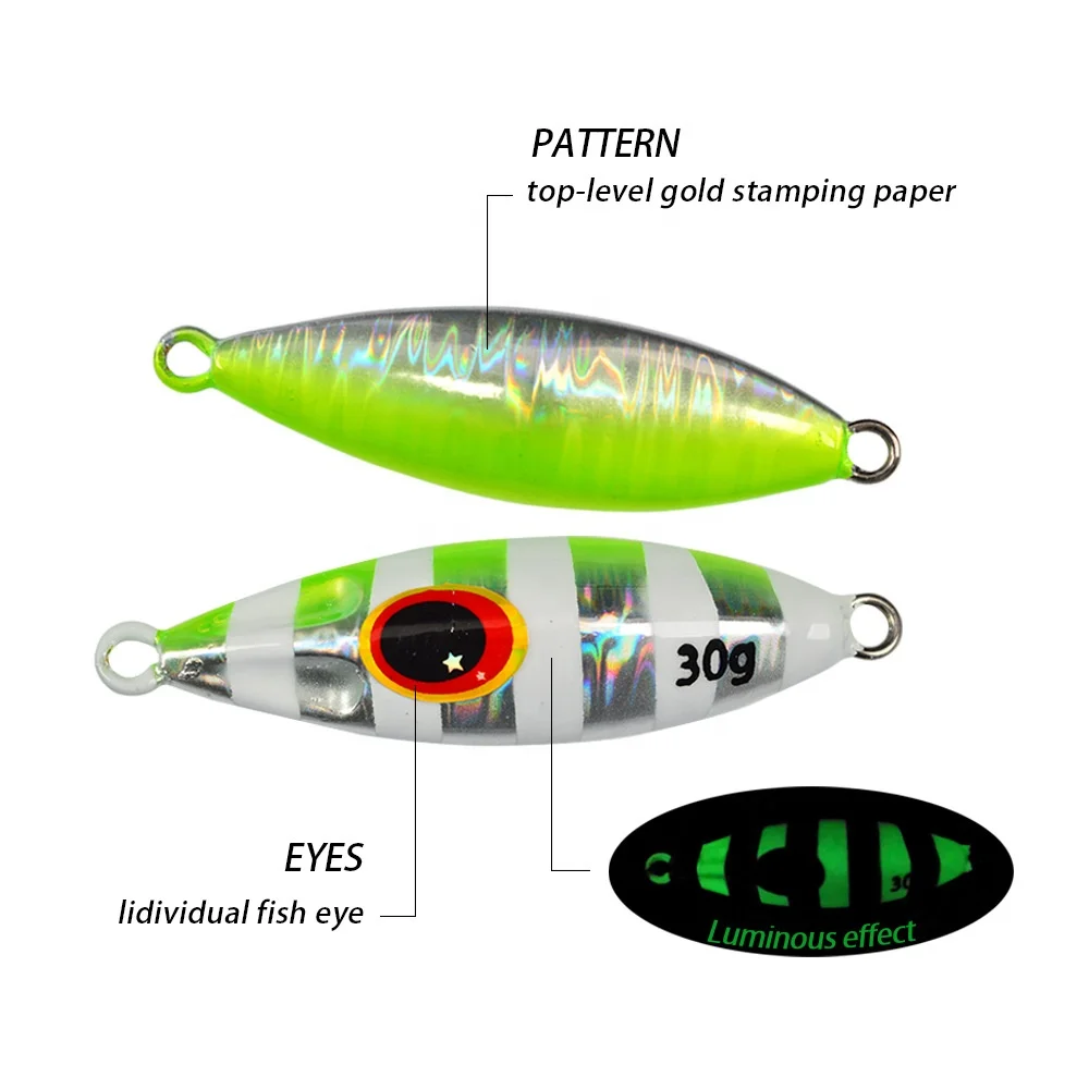 New Hot Sale  30g 40g 60g 80g 100g 120g Fishing Jig Luminous Metal Jigs Jigging Lure Bee Lead Bait Saltwater Lures