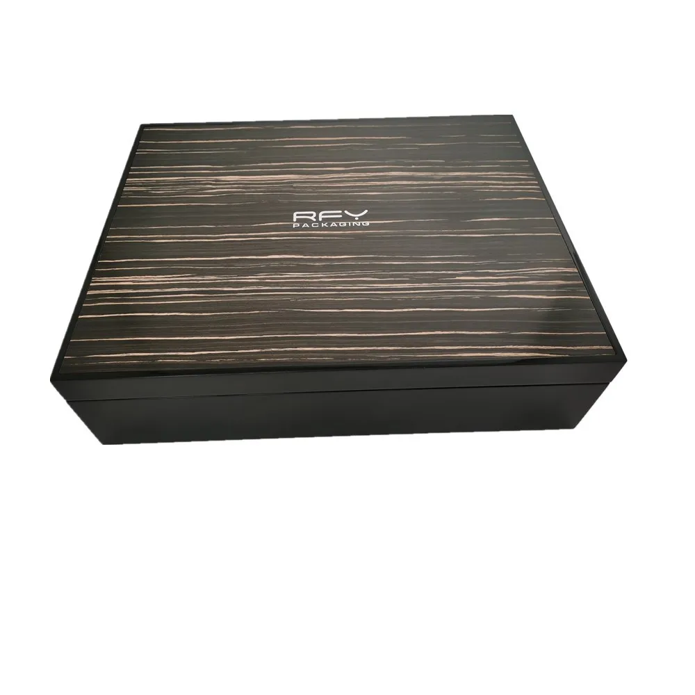 Custom High-Grade Piano Lacquer Wooden Box Ebony Lacquer Gift Box Mdf Mounted Wood Grain Boxes For Jewelry
