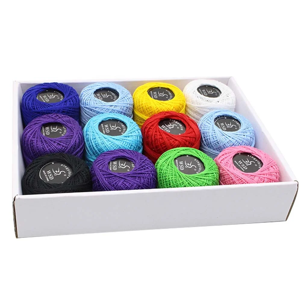 High Quality 12Pcs Mercerized Sewing Cotton Thread Ball Set Colorful Weaving Cotton Thread