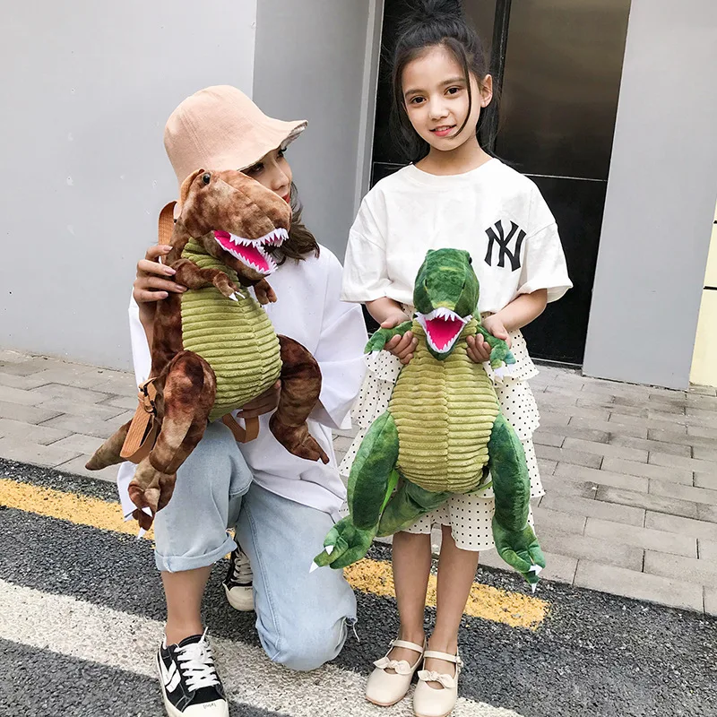 Drop shipping Dinosaur bag 2024 new parent-child backpack cool cartoon big dinosaur backpack plush child bag foreign trade