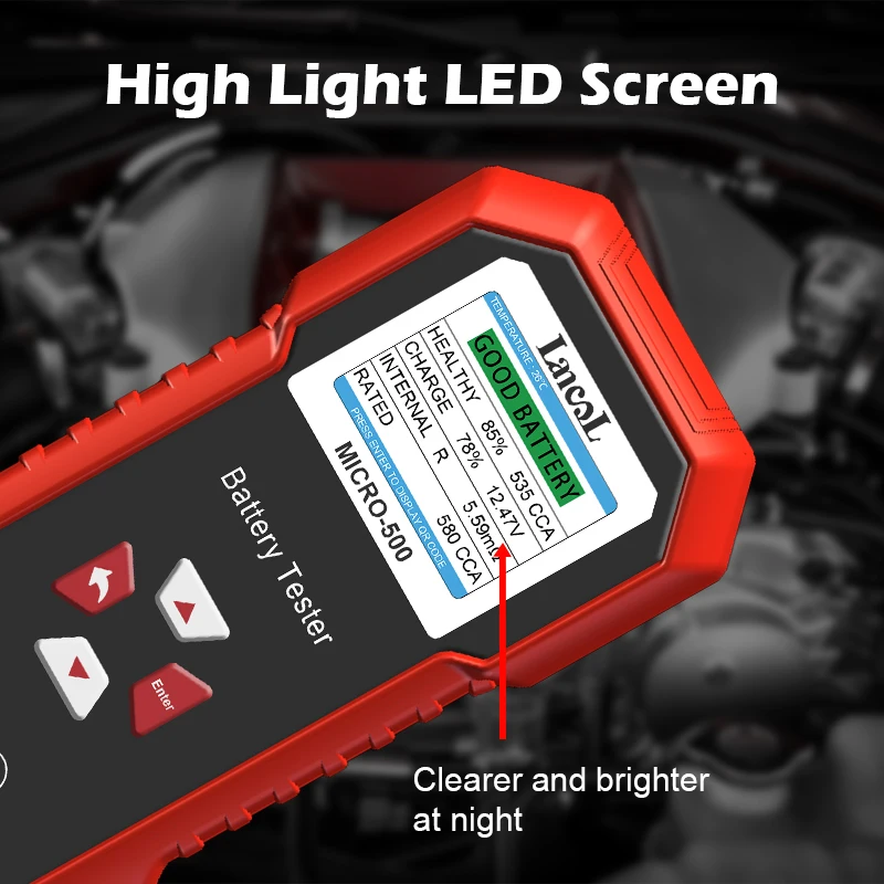 Lancol 12V автомобильный цветной ЖК-дисплей батареи CCA MICRO-500 с