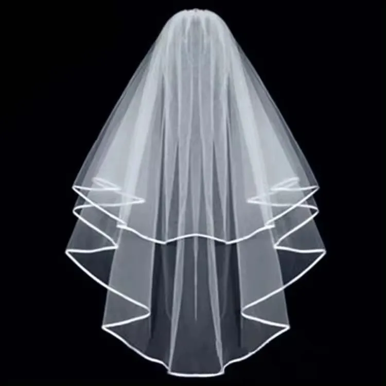 Super fairy short small veil bride wedding photo certificate registration bow fluffy yarn headdress