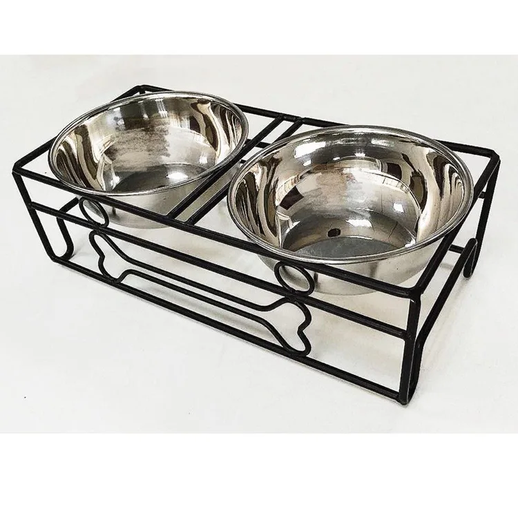 Wholesale Cheap Simple  generous style Iron support   elevated dog bowls pet food grade  bowl