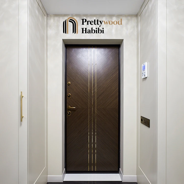 Prettywood Certificated Fire Rate Design Modern Hotel Internal Guest Room Door Interior Wood Door 90 min 1.5 hour Fireproof Door