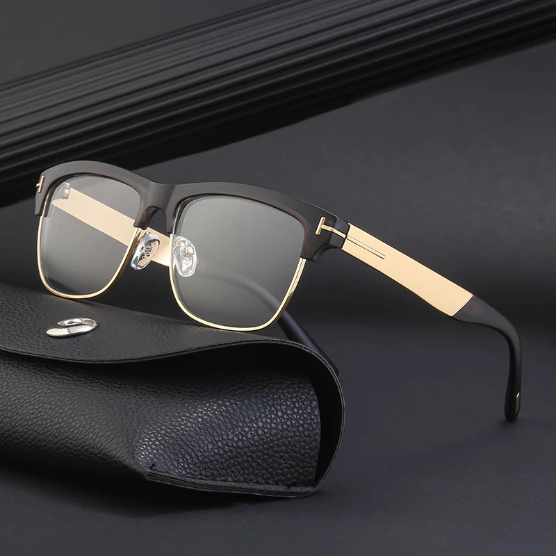 New fashion custom logo women men pc optical frame photochromic anti blue light glasses for men