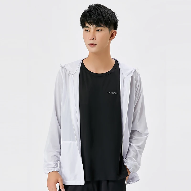 Мужская водонепроницаемая куртка с капюшоном, Солнцезащитный жилет с длинным рукавом и защитой от УФ-лучей, UPF 40