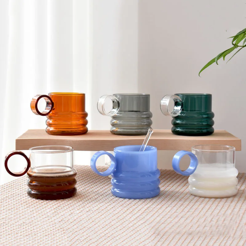 Color matching color matching stripe glass home high borosilicate creative personality juice coffee flower tea cup