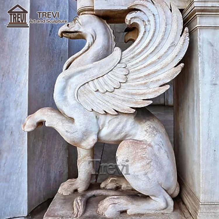 Antique Outdoor Garden Stone Animal Sculpture Marble Griffin Statue