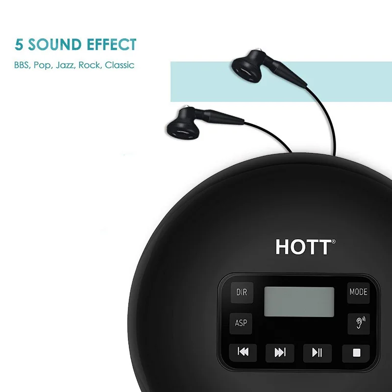 Portable CD Player, HOTT CD611 Personal Compact Disc Player with LCD Display, Electronic Skip Protection Anti-Shock Function