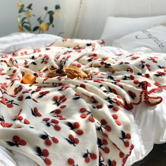 Cherry Pattern Fashion New Arrival Wholesale 2021 Fleece Blanket