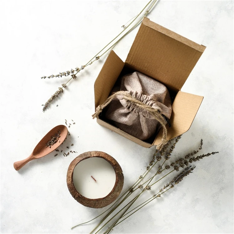 Vegan Soy Natural Organic  Aromatic Candle Coconut Bowl scented Candles Massage Relaxation