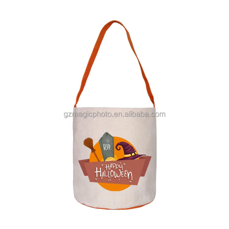 2021New Design Sublimation Halloween Bags Linen Custom Logo Halloween Baskets