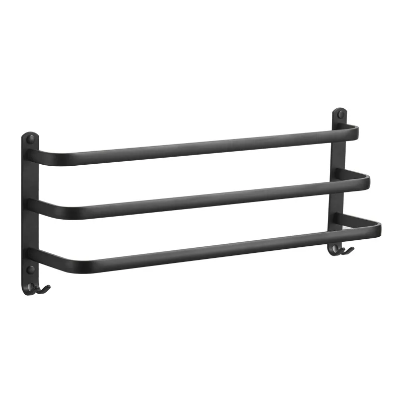 Black Wall Mounting Aluminum Towel Holder Towel Rack Towel Bar Hanger Bracket for Bathroom Washcloth Shower Door Hotels