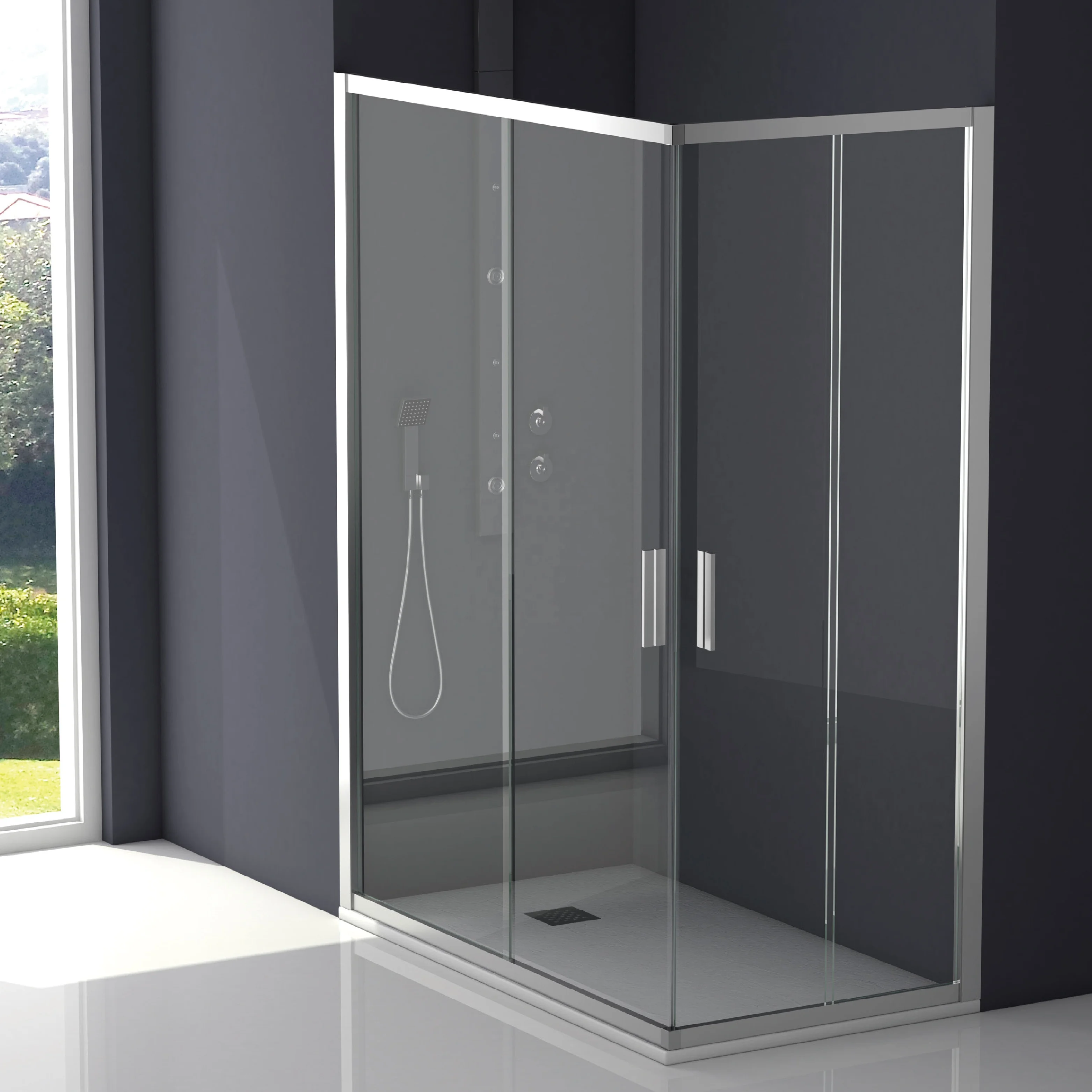 Daya Simple Design Cheap Price Customize  Grey Poland Tempered Glass Toilet Bath Shower Room Cabin In Bathroom Shower Room