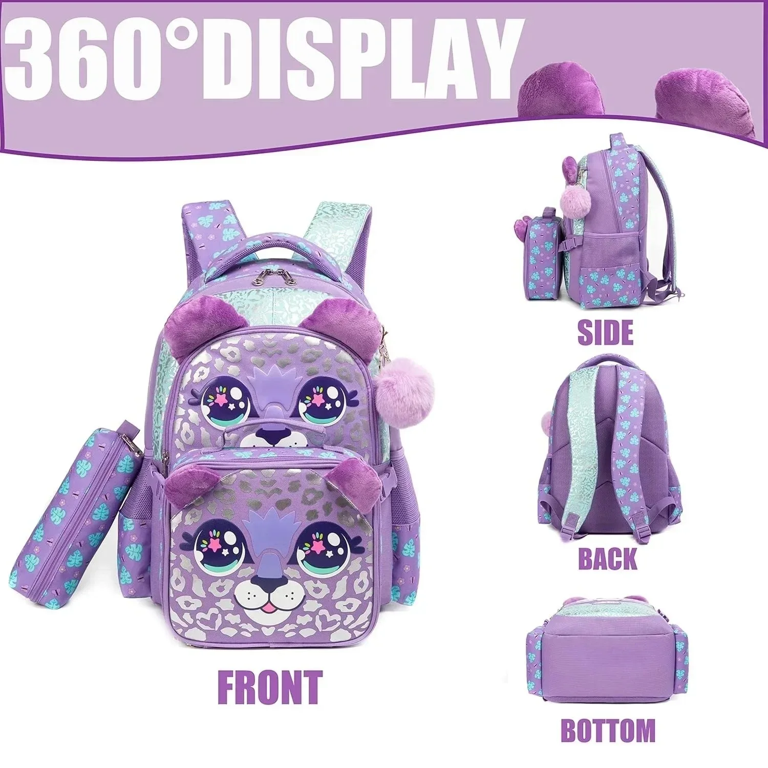 Wholesale Kids Backpacks for Girls Cute School Bag with Lunch Box Pencil Case Primary Child School Backpacks Back to School Bags