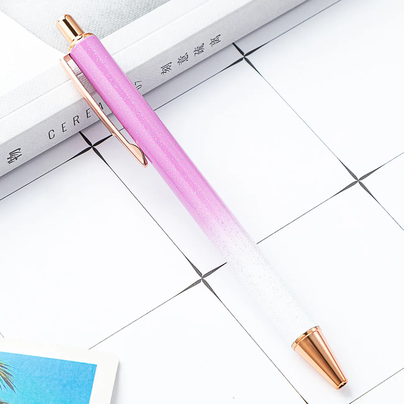 Promotional Customized Gradually Changing Color Gradient Metal Pen For Lady Girls