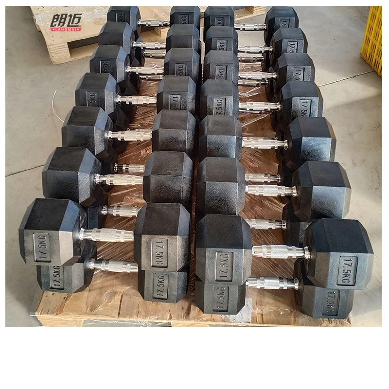 Fitness Gym Hexagonales 20 kg 2.5kg 45 lb Rubber Coated Weights Hex Dumbells Dumbbells Set