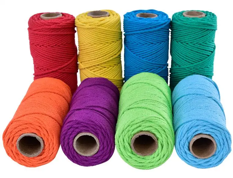 Ready to ship Home Decor 4MM 100m roll colored cotton rope macrame cord  cheap price