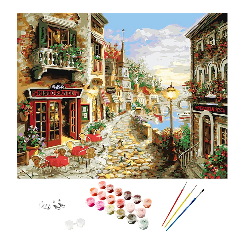 Hot Sale Europe Painting By Numbers DIY Landscape Oil Painting On Canvas Paintings And Wall Arts For Home Decor Wall Art