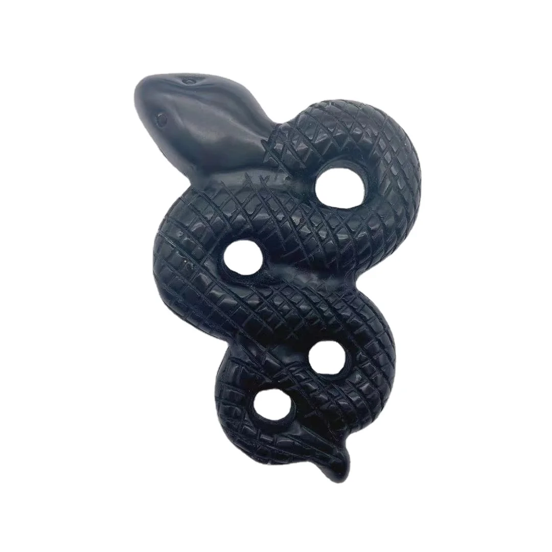 Carved Natural Green Aventurine Semi Precious Cobra Snake Shaped Jade Animal Stone Carving For Halloween Decoration