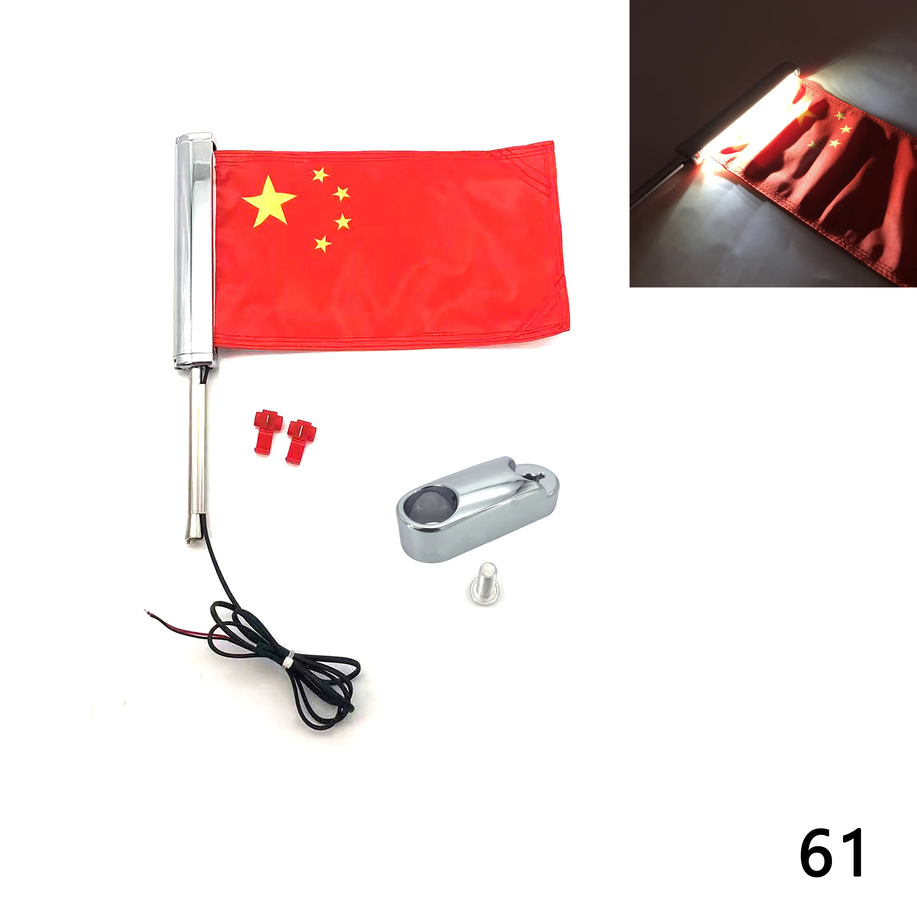 General purpose chrome plated bracket antenna type led flag suitable For Honda Gold Wing gl1800 BMW Harley Gliding Yamaha Indian