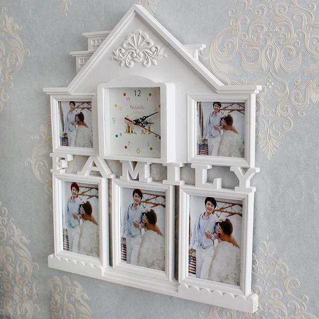 
Photo frame combination photo wall family wedding kids housewarming souvenir heart shaped clock house picture frame 