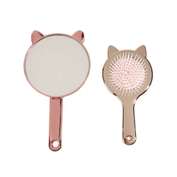 Cute mirror comb set cat shape combination with girly mirror comb hairdressing tools