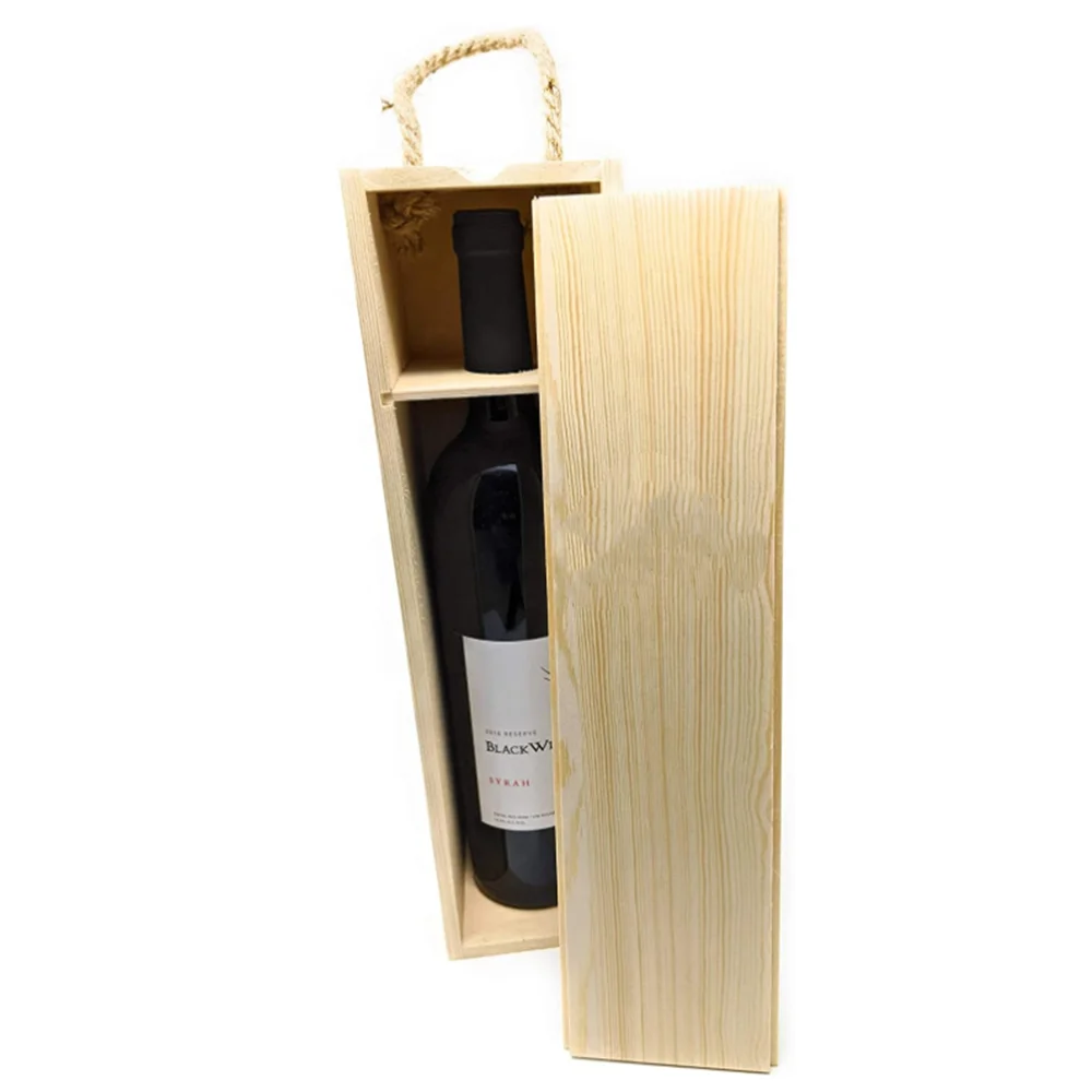 Лидер продаж, Современный Изысканный деревянный ящик для вина прямоугольной формы с раздвижной крышкой и ручкой шпагат