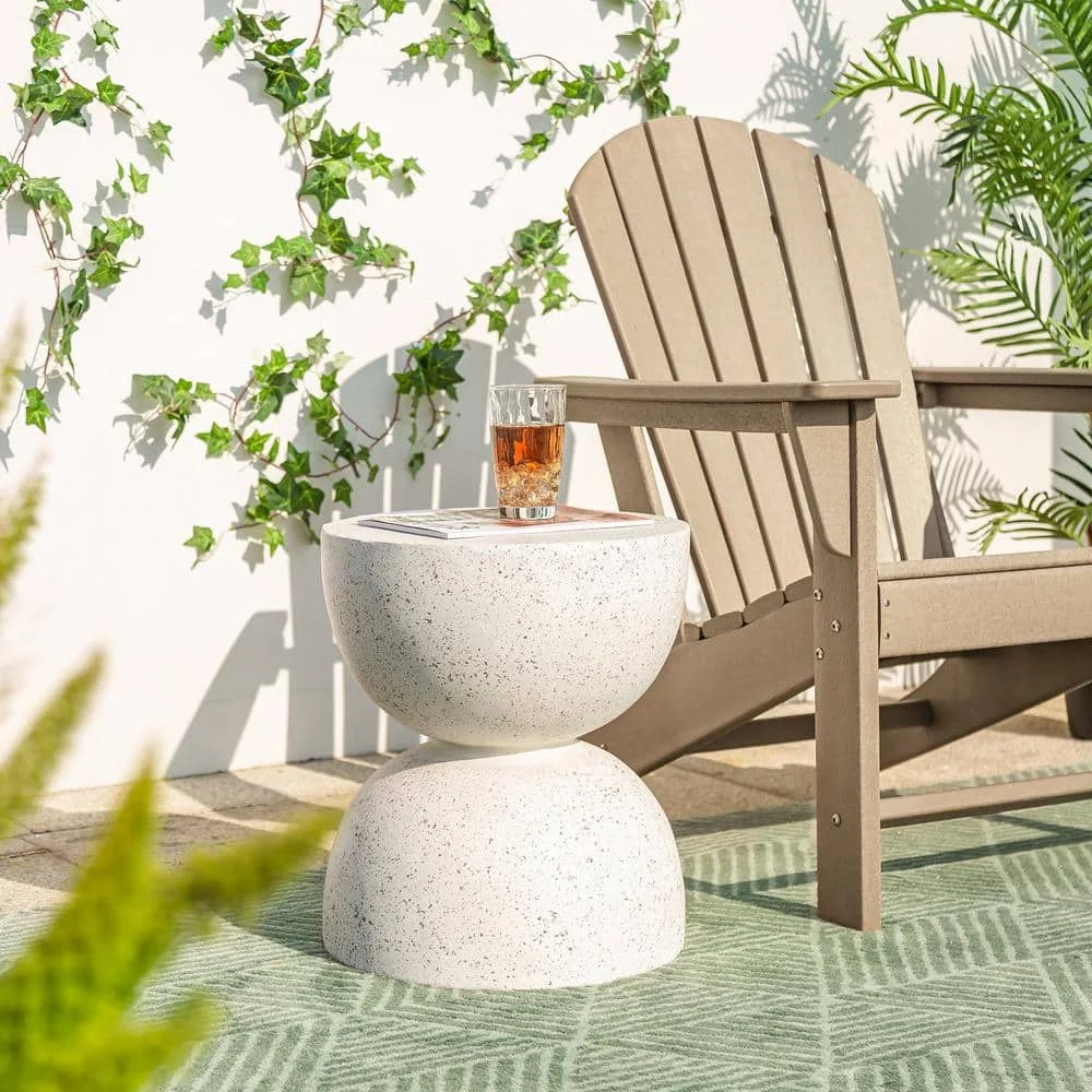 Modern Decorative Garden Stool Heavy Duty Patio Sturdy Faux Terrazzo Side Table Plant Table For Indoor Covered Outdoor