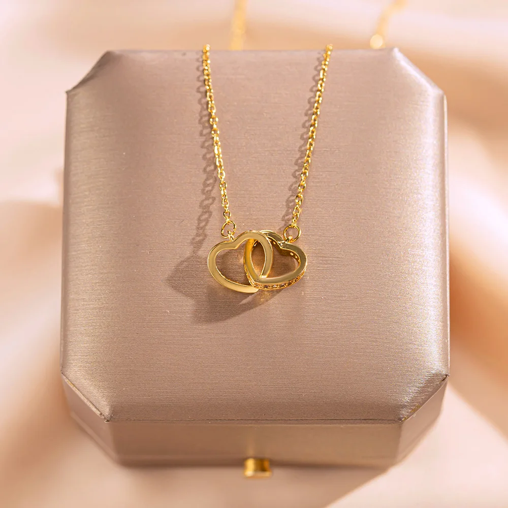 Korean Stainless Steel Letter Clover Pendant Stitching Chain Luxury Gemstone Zircon Women Necklace Clavicle Chain Jewelry