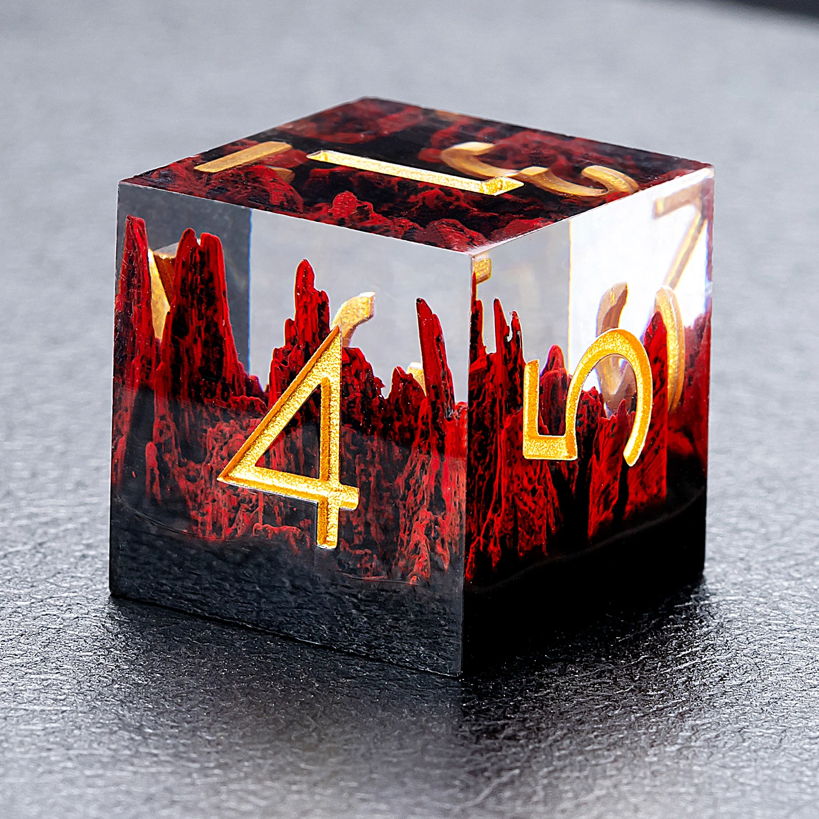 Beautiful Mountain Stone Inside Polyhedral Dice Sharp Edge Resin Dice Set For Dnd Game