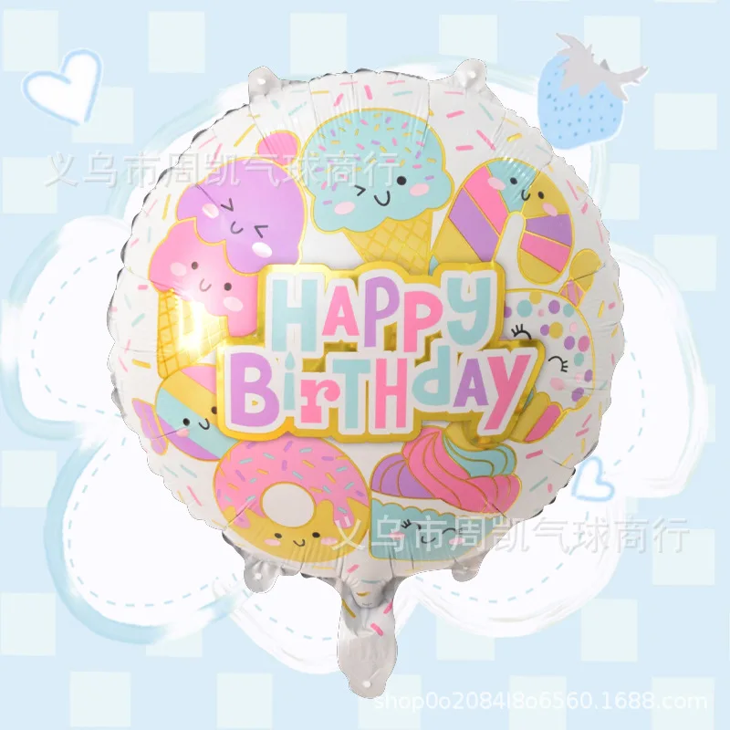 Cross-border cartoon candy Ice cream aluminum film colored balloon set Wholesale Birthday party party decoration