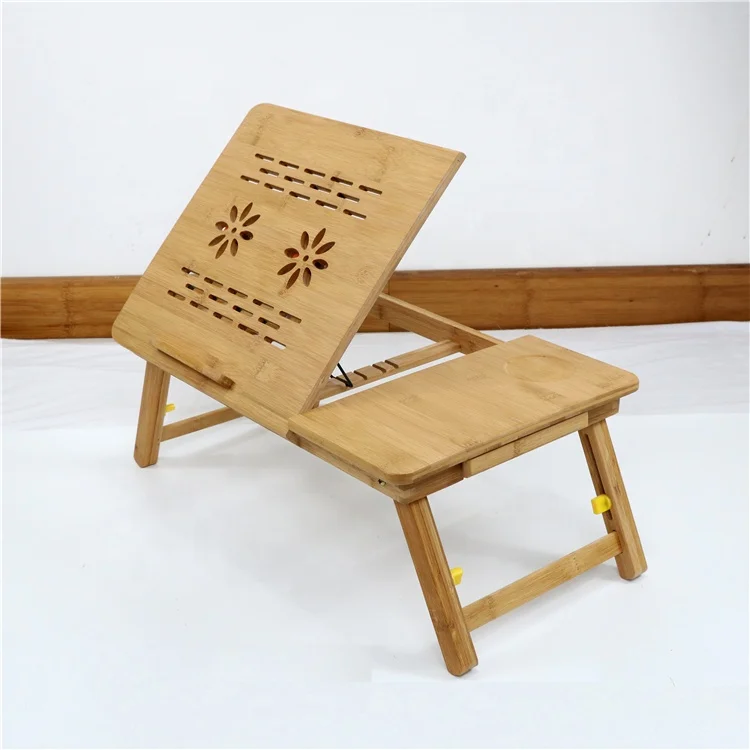 Factory price eco friendly laptop study bed desk adjustable bamboo folding laptop table
