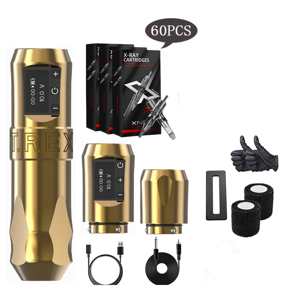 T-Rex Wireless Tattoo Machine rotation Battery Pen With Portable Power Pack 2400mAh Set Cartridge Needles RL RM Tattoo Supplies