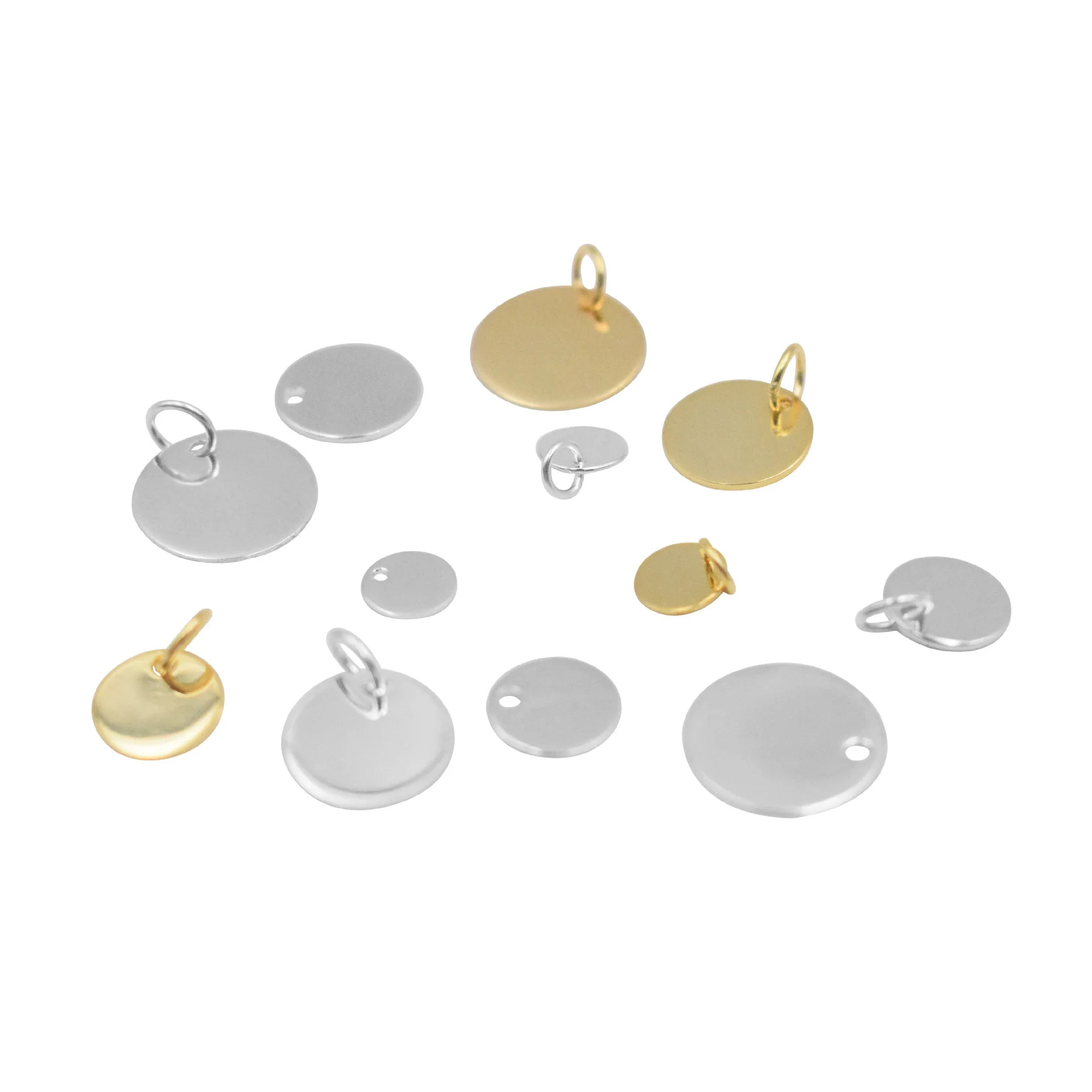 Custom logo 925 sterling silver jewelry brand round tags for jewelry making 6mm 8mm 10mm 12mm