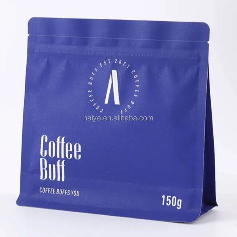 Coffee Packaging Stand up Pouch 100g 250g 500g 1kg 12 oz  Flat Bottom Coffee Bean Bag With Valve