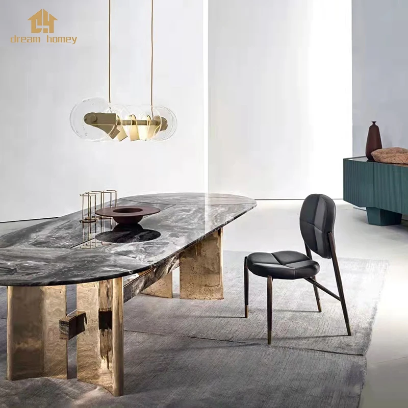 Dining Table and Chair Set Luxury Modern Marble Texture Restaurant Home Furniture Dining Room Dinning Table Set Gym Kids Seat