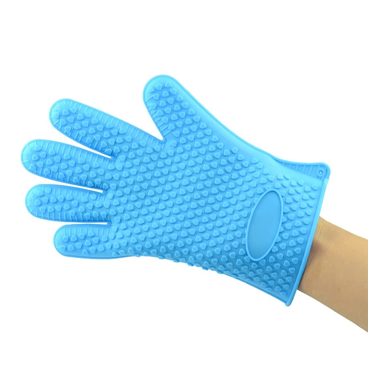 Amazon Suppliers Kitchen Oven Extreme Heat Resistant Gloves, Silicone BBQ Light Blue Oven Glove For Grill Gloves