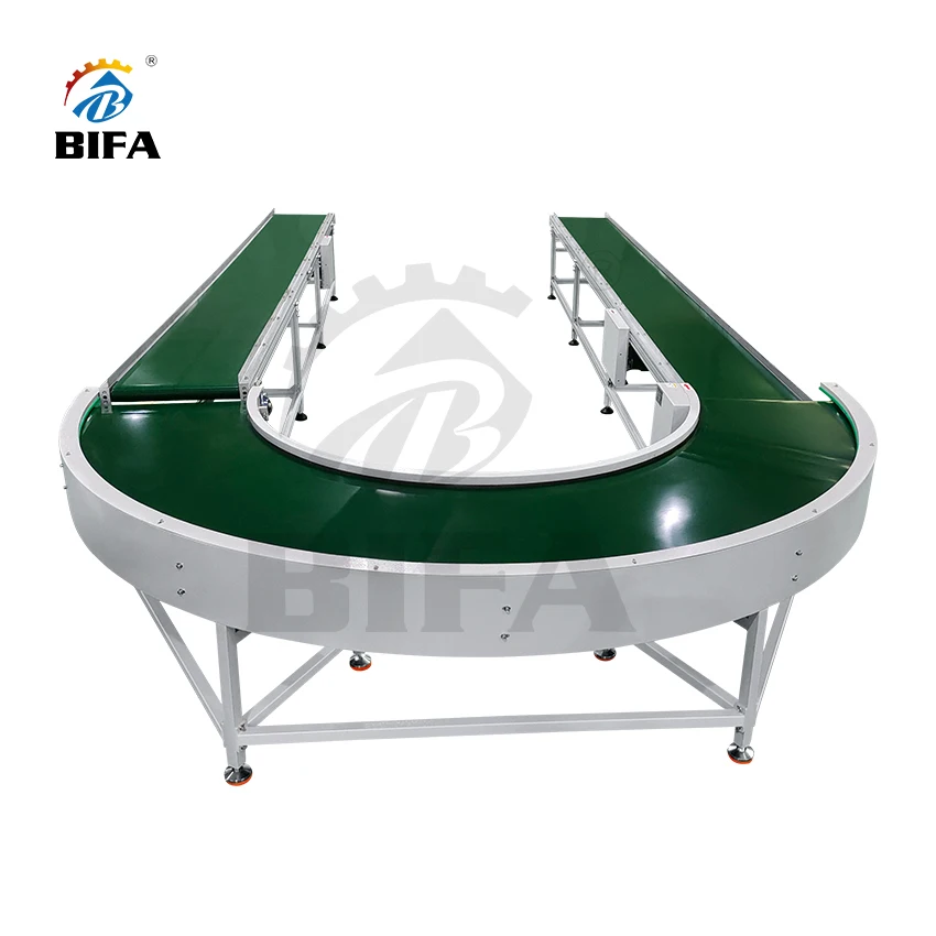 BIFA из нержавеющей стали, изогнутый поворотный U-образный тип, curva maquina transportadora, круговой ленточный радиусный конвейер