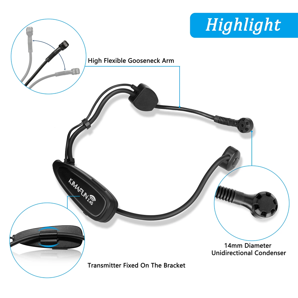 2.4G Mini Small Wireless Microphone Headset Microphone Stereo Headphone Mic Recorder For Teachers