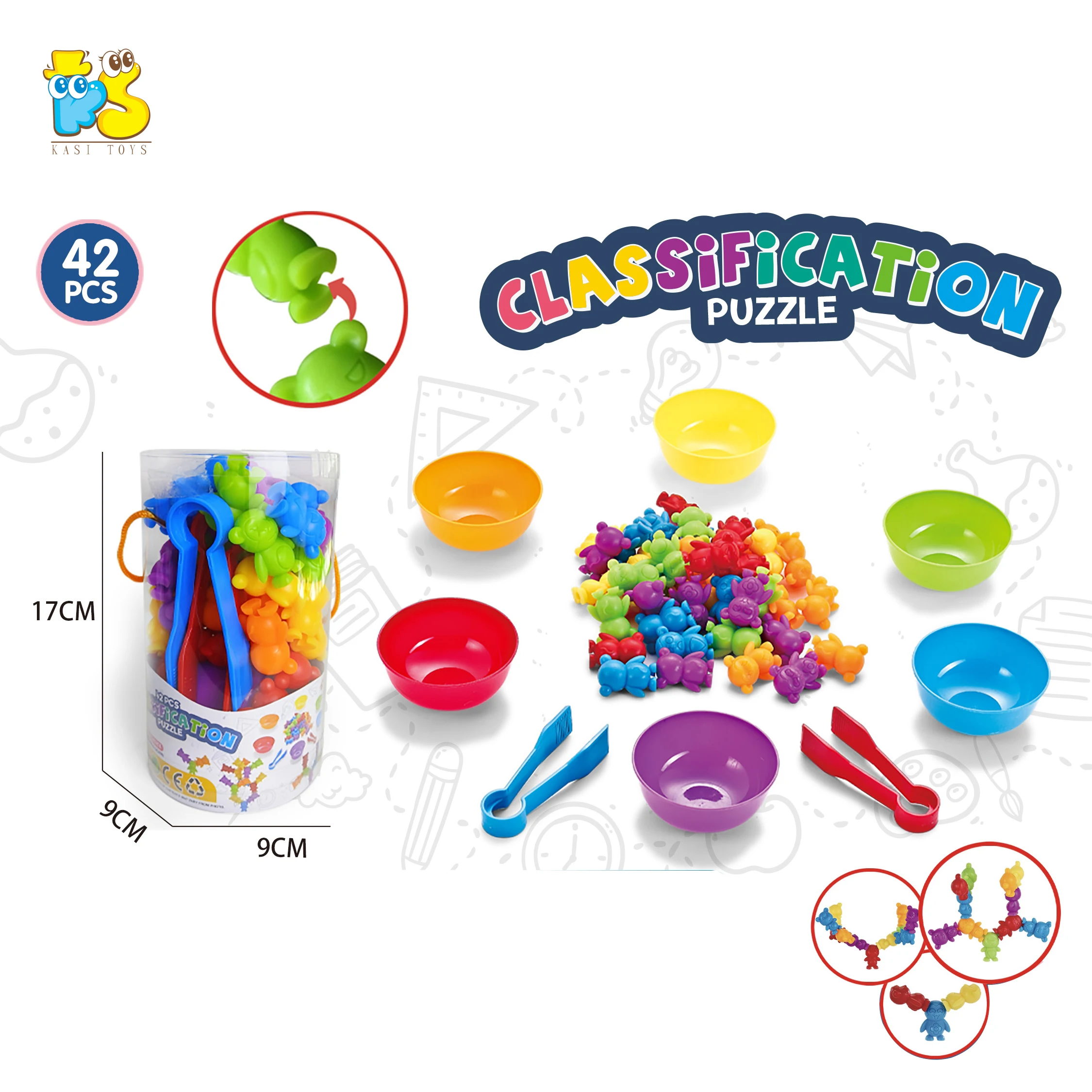 KS Baby Educational Rainbow Counting Toy Bear Building Block Montessori Color Matching Teaching Toy
