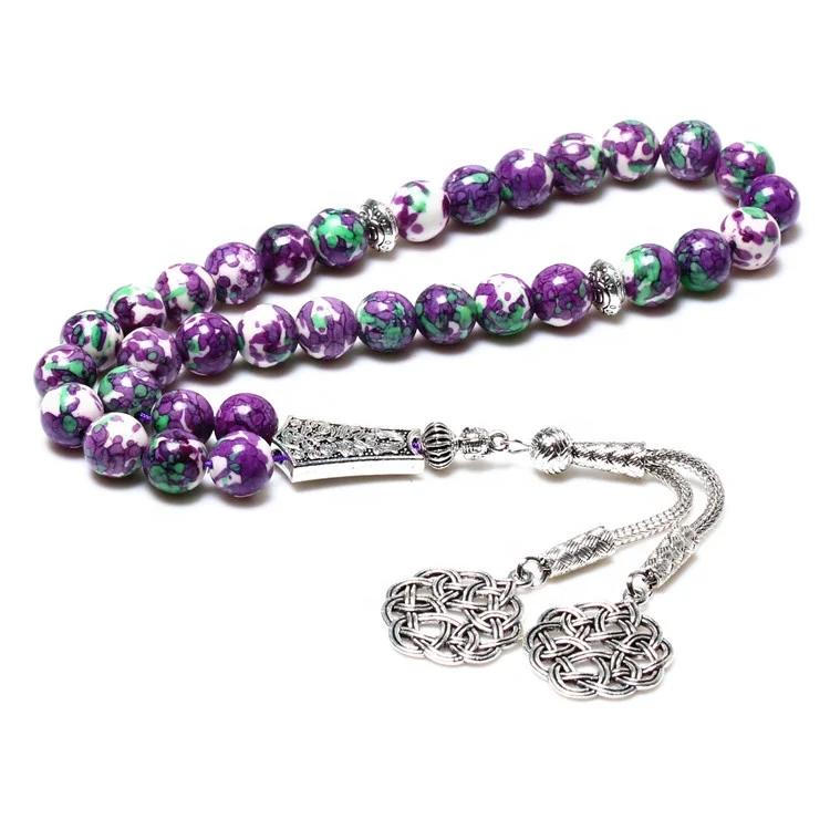 Factory Wholesale 10mm Rain Stone 33 Rosary Sibha Islamic Prayer Beads Muslim Tespih Tasbih