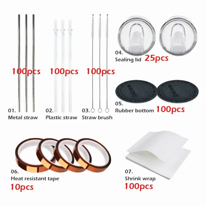 RTS USA WAREHOUSE Fast Shipping 20oz Stainless Steel Sublimation Blank Straight Tumbler with Lid Straw