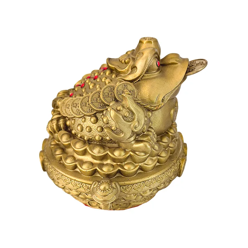 Factory Chinese traditional golden toad brass frog ornaments metal toad statue