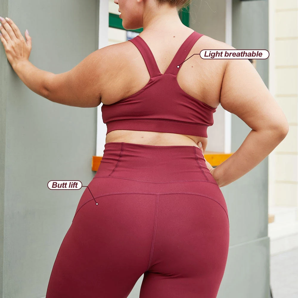 New Workout Two-Piece Plus Size Yoga Sets Blank Yoga Bra Sets High Waist Sportswear Suits