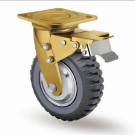 New Arrival 150mm New Design Metal Dust Cover Castors PU Wheel Terrain Casters Brake