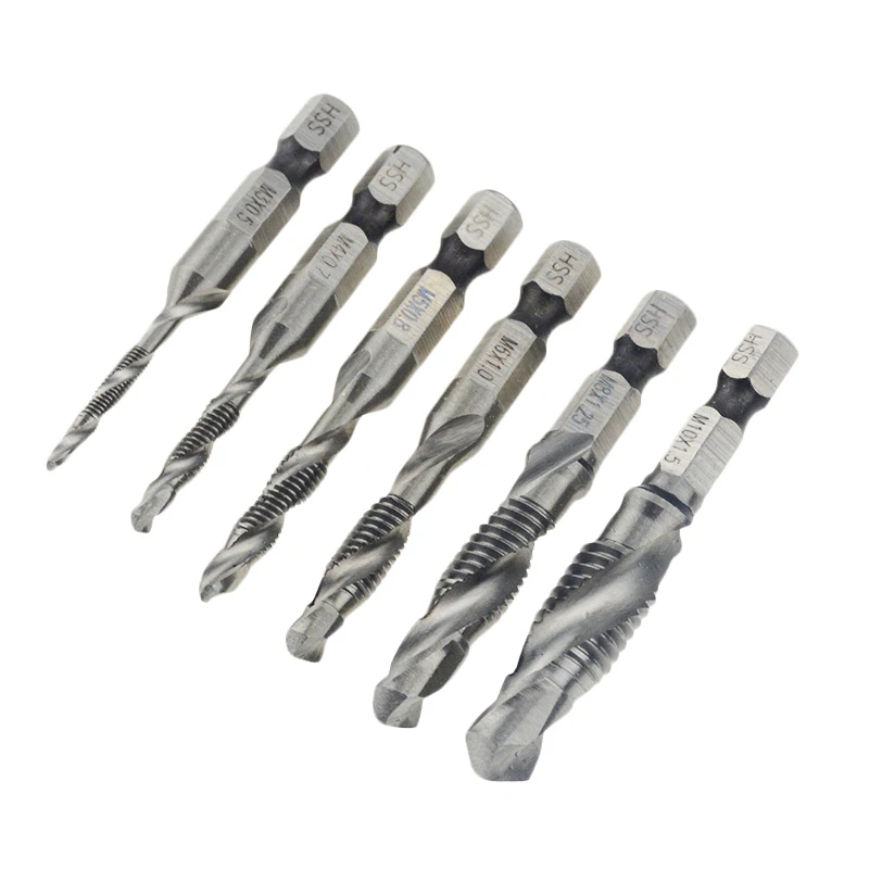 Hot sale 6pcs Thread M3 M4 M5 M6 M8 M10 Screw Tap Drill Bits